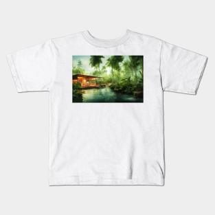 Beautiful river house in nature Kids T-Shirt